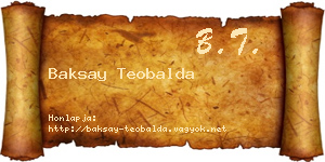 Baksay Teobalda névjegykártya